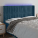 Tăblie de pat cu LED, albastru închis, 163x16x118/128cm catifea - WALTI WALTI