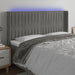Tăblie de pat cu LED, gri deschis, 183x16x118/128 cm, catifea - WALTI WALTI