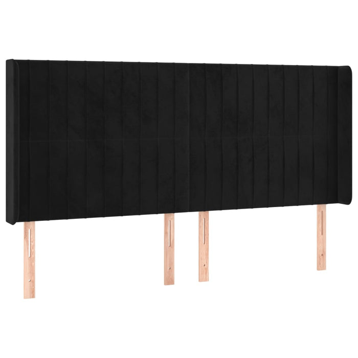 Tăblie de pat cu LED, negru, 183x16x118/128 cm, catifea - WALTI WALTI