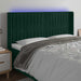 Tăblie de pat cu LED, verde închis, 183x16x118/128 cm, catifea - WALTI WALTI