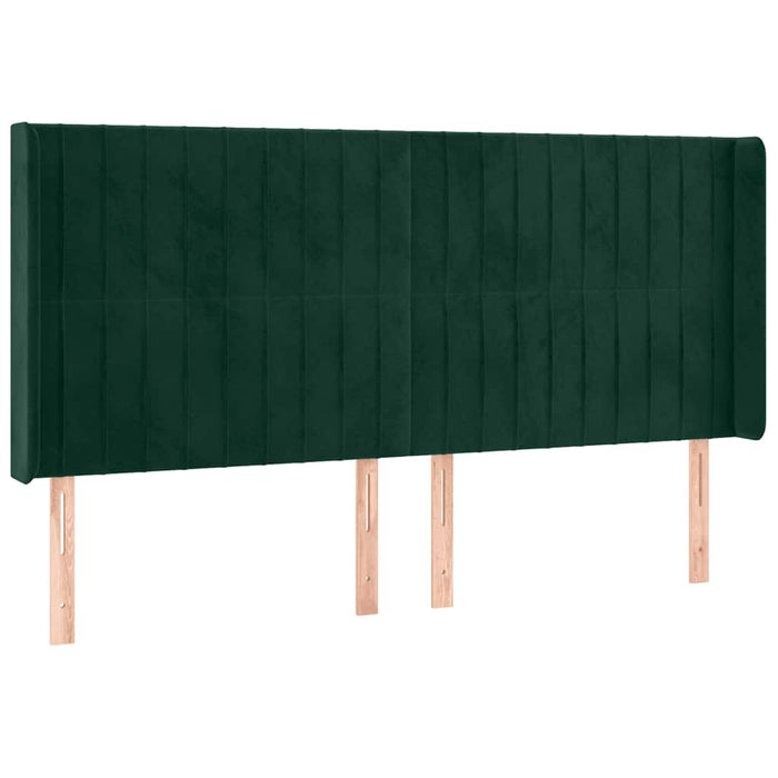 Tăblie de pat cu LED, verde închis, 203x16x118/128 cm, catifea - WALTI WALTI