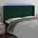 Tăblie de pat cu LED, verde închis, 203x16x118/128 cm, catifea - WALTI WALTI