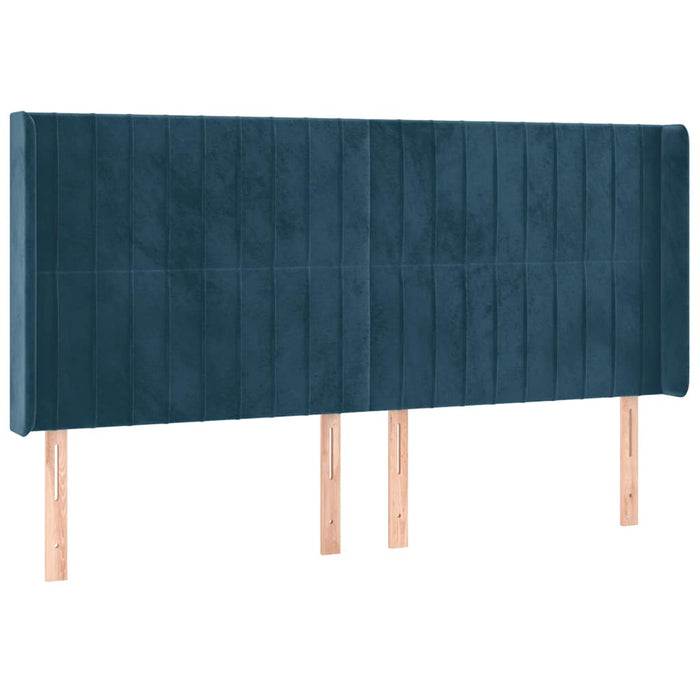 Tăblie de pat cu LED, albastru închis, 203x16x118/128cm catifea - WALTI WALTI