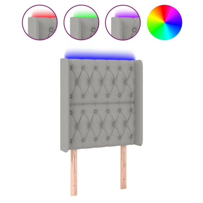 Tăblie de pat cu LED, gri deschis, 83x16x118/128 cm, textil - WALTI WALTI