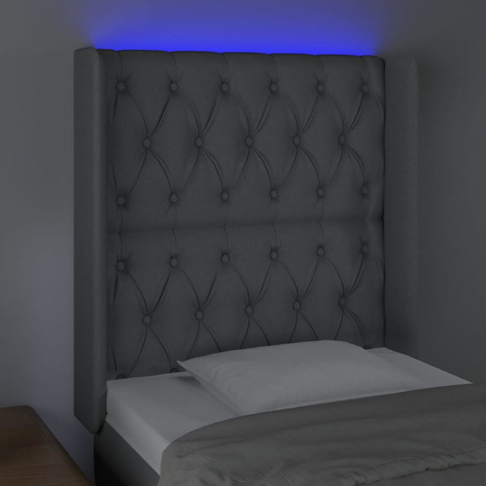 Tăblie de pat cu LED, gri deschis, 83x16x118/128 cm, textil - WALTI WALTI