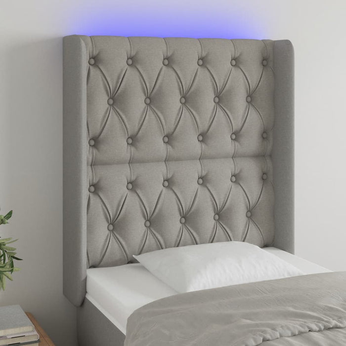 Tăblie de pat cu LED, gri deschis, 83x16x118/128 cm, textil - WALTI WALTI