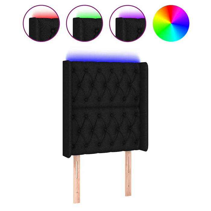 Tăblie de pat cu LED, negru, 83x16x118/128 cm, textil - WALTI WALTI