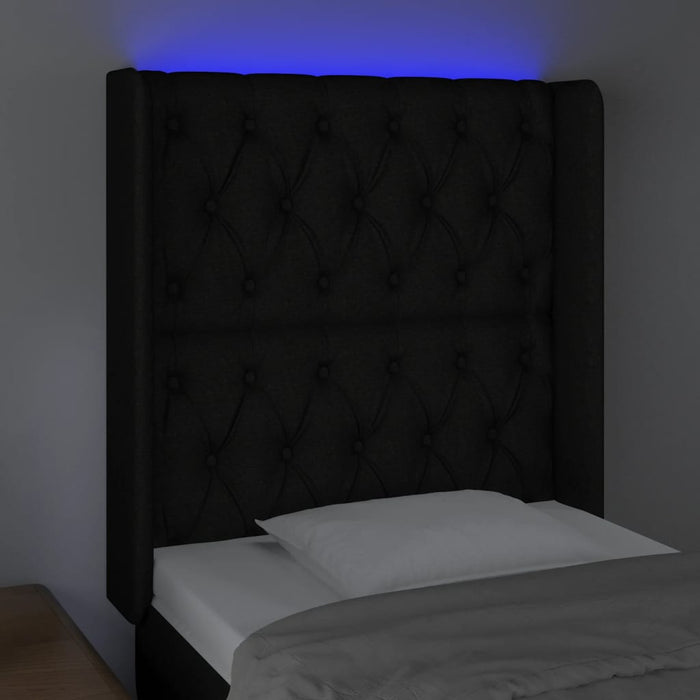 Tăblie de pat cu LED, negru, 83x16x118/128 cm, textil - WALTI WALTI