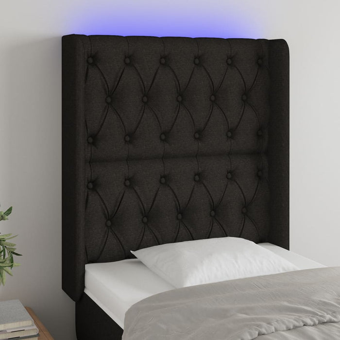 Tăblie de pat cu LED, negru, 83x16x118/128 cm, textil - WALTI WALTI