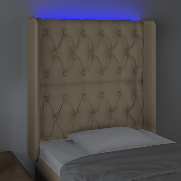 Tăblie de pat cu LED, crem, 83x16x118/128 cm, textil - WALTI WALTI
