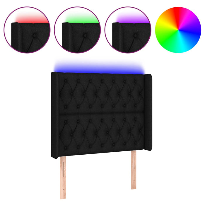 Tăblie de pat cu LED, negru, 93x16x118/128 cm, textil - WALTI WALTI