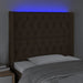 Tăblie de pat cu LED, maro închis, 93x16x118/128 cm, textil - WALTI WALTI