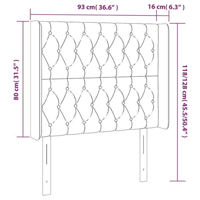 Tăblie de pat cu LED, crem, 93x16x118/128 cm, textil - WALTI WALTI