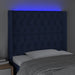 Tăblie de pat cu LED, albastru, 93x16x118/128 cm, textil - WALTI WALTI