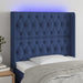 Tăblie de pat cu LED, albastru, 93x16x118/128 cm, textil - WALTI WALTI