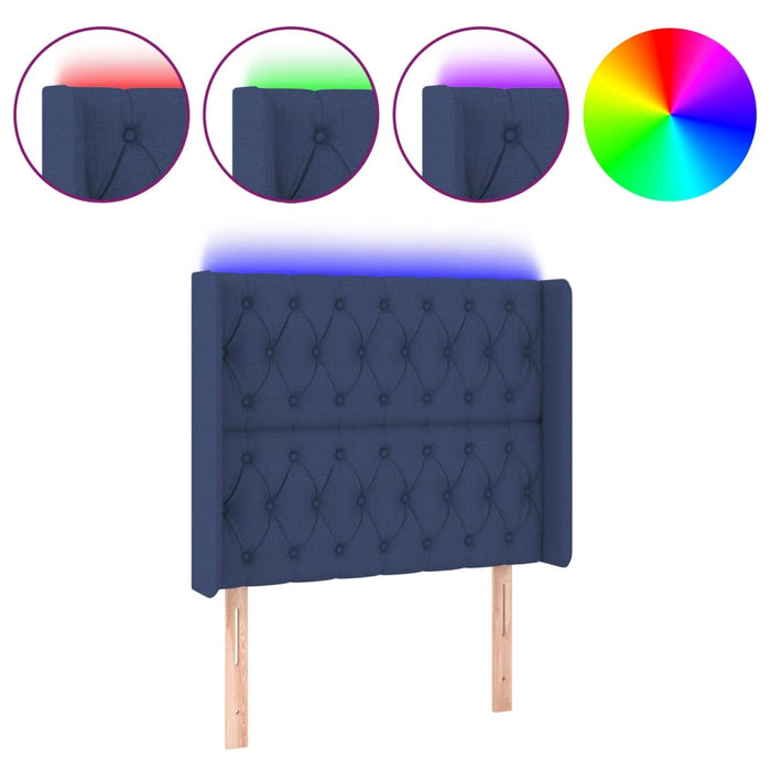 Tăblie de pat cu LED, albastru, 103x16x118/128 cm, textil - WALTI WALTI