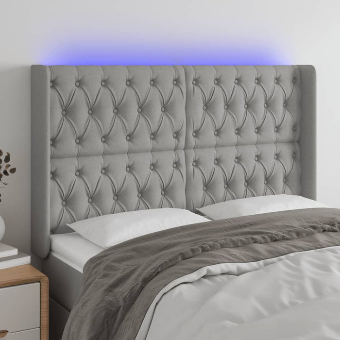 Tăblie de pat cu LED, gri deschis, 147x16x118/128 cm, textil - WALTI WALTI