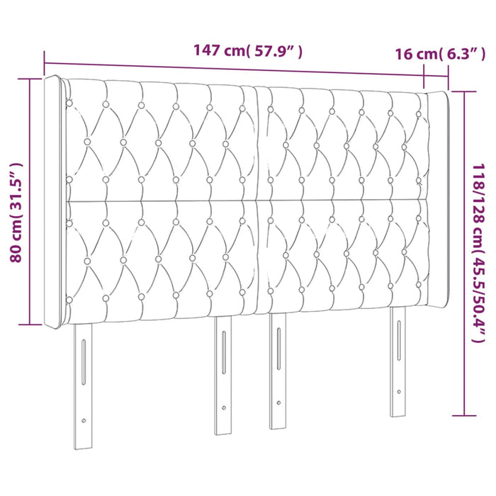 Tăblie de pat cu LED, negru, 147x16x118/128 cm, textil - WALTI WALTI
