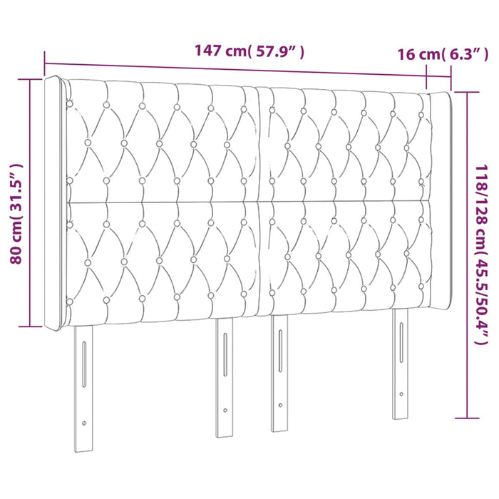 Tăblie de pat cu LED, crem, 147x16x118/128 cm, textil - WALTI WALTI