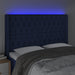 Tăblie de pat cu LED, albastru, 147x16x118/128 cm, textil - WALTI WALTI
