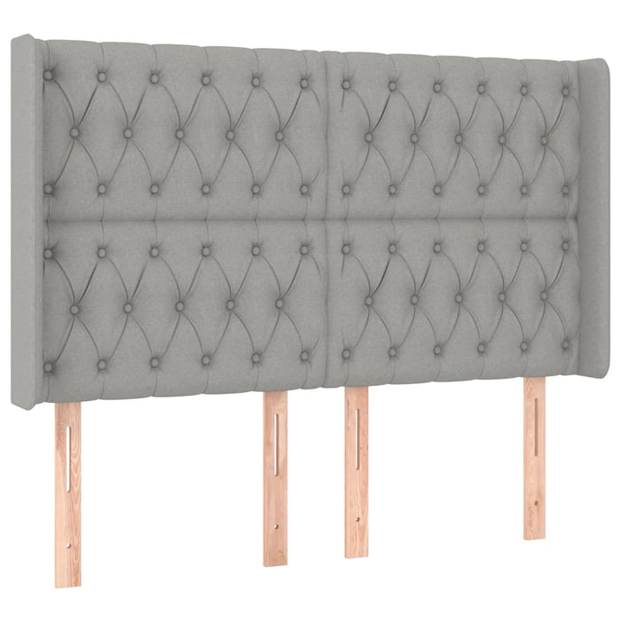 Tăblie de pat cu LED, gri deschis, 163x16x118/128 cm, textil WALTI