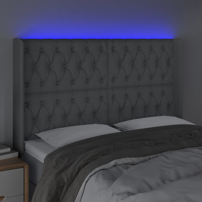 Tăblie de pat cu LED, gri deschis, 163x16x118/128 cm, textil WALTI
