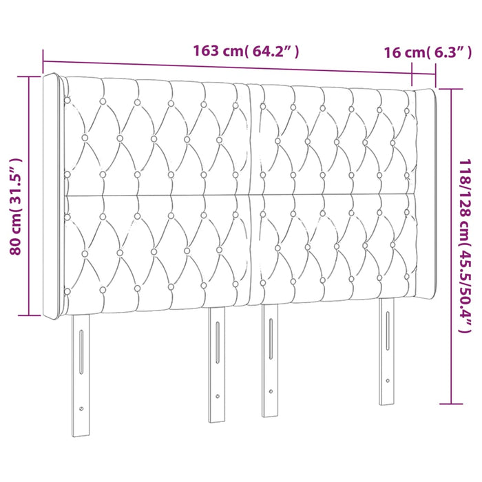 Tăblie de pat cu LED, maro închis, 163x16x118/128 cm, textil - WALTI WALTI