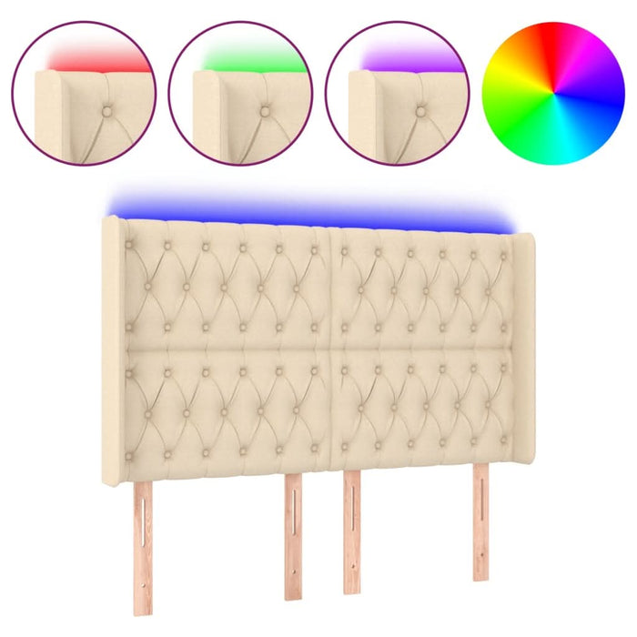 Tăblie de pat cu LED, crem, 163x16x118/128 cm, textil - WALTI WALTI