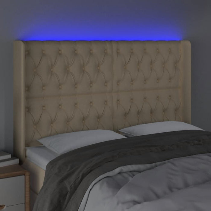 Tăblie de pat cu LED, crem, 163x16x118/128 cm, textil - WALTI WALTI