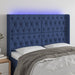 Tăblie de pat cu LED, albastru, 163x16x118/128 cm, textil - WALTI WALTI