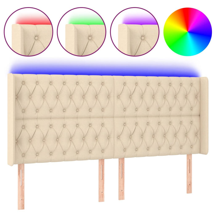 Tăblie de pat cu LED, crem, 183x16x118/128 cm, textil - WALTI WALTI