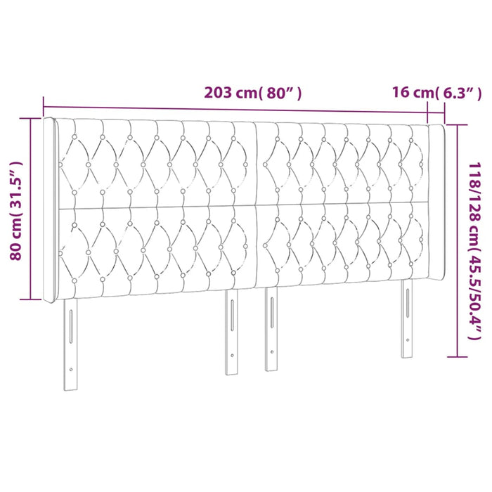 Tăblie de pat cu LED, gri închis, 203x16x118/128 cm, textil - WALTI WALTI