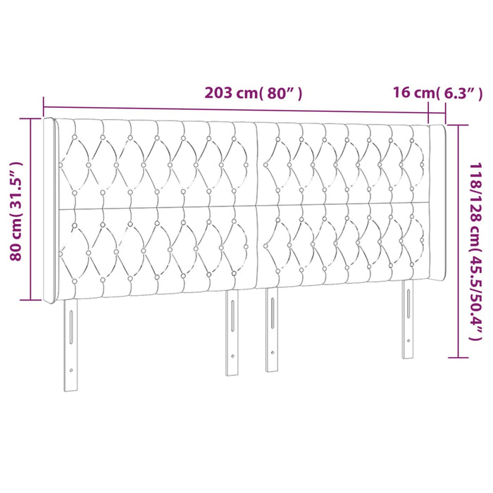 Tăblie de pat cu LED, maro închis, 203x16x118/128 cm, textil - WALTI WALTI