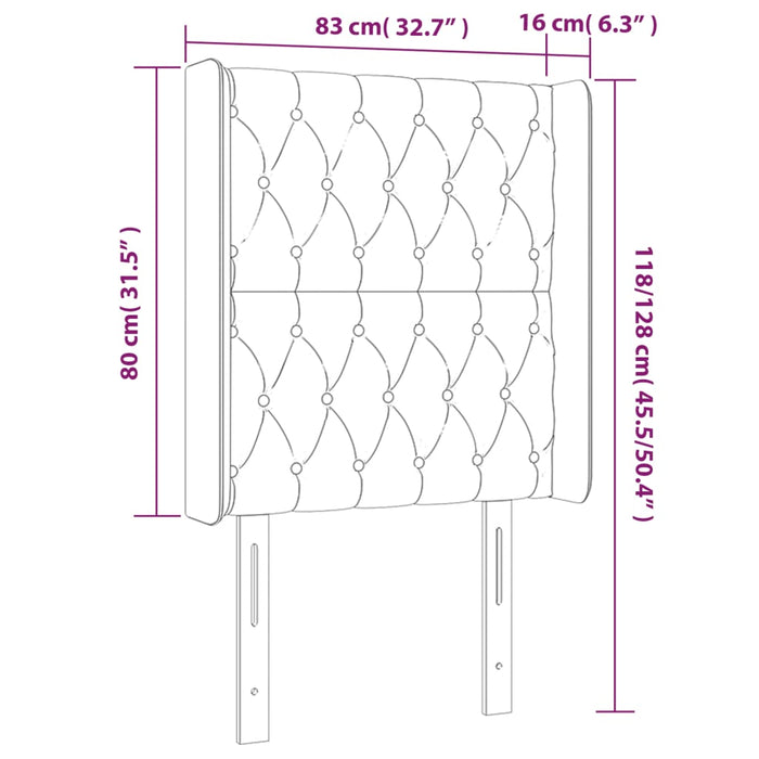 Tăblie de pat cu LED, gri închis, 83x16x118/128 cm, catifea - WALTI WALTI