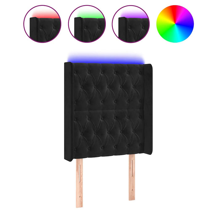 Tăblie de pat cu LED, negru, 83x16x118/128 cm, catifea - WALTI WALTI