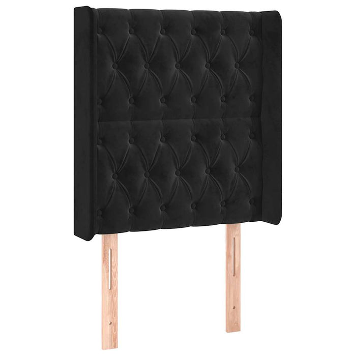 Tăblie de pat cu LED, negru, 83x16x118/128 cm, catifea - WALTI WALTI