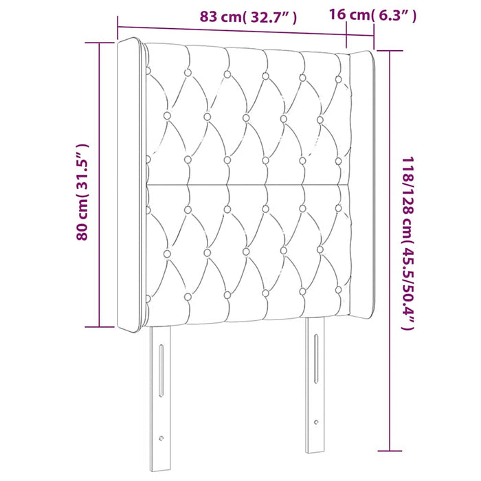 Tăblie de pat cu LED, negru, 83x16x118/128 cm, catifea - WALTI WALTI