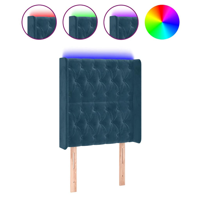 Tăblie de pat cu LED, albastru închis, 83x16x118/128cm, catifea - WALTI WALTI