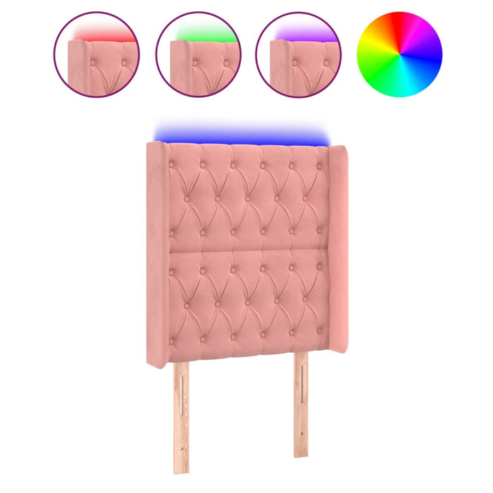 Tăblie de pat cu LED, roz, 83x16x118/128 cm, catifea - WALTI WALTI