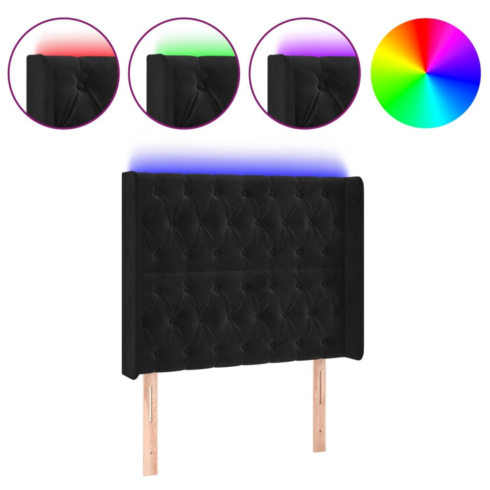 Tăblie de pat cu LED, negru, 93x16x118/128 cm, catifea - WALTI WALTI