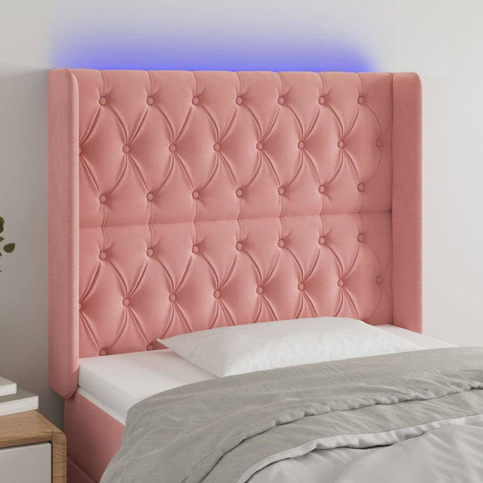 Tăblie de pat cu LED, roz, 93x16x118/128 cm, catifea - WALTI WALTI