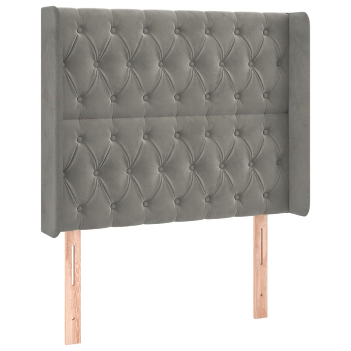 Tăblie de pat cu LED, gri deschis, 103x16x118/128 cm, catifea - WALTI WALTI