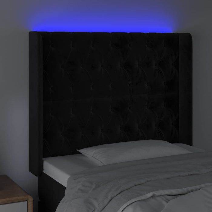 Tăblie de pat cu LED, negru, 103x16x118/128 cm, catifea - WALTI WALTI