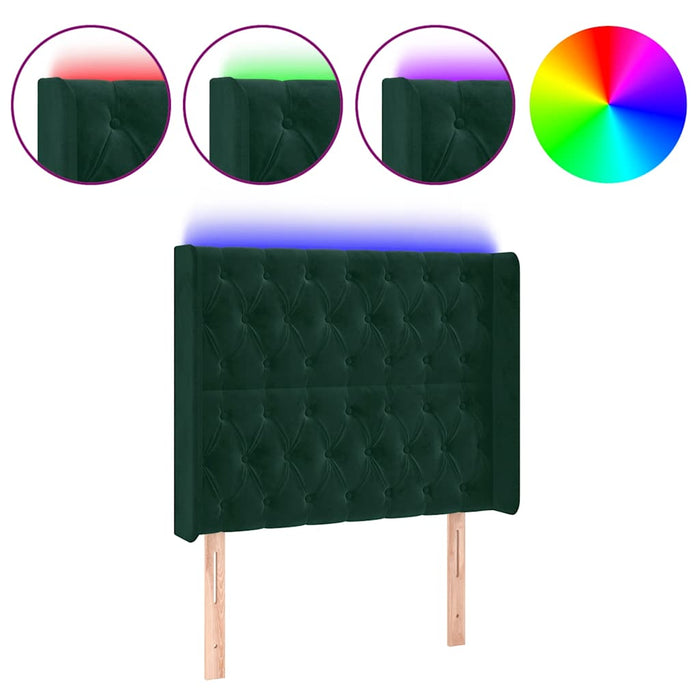 Tăblie de pat cu LED, verde închis, 103x16x118/128 cm, catifea - WALTI WALTI