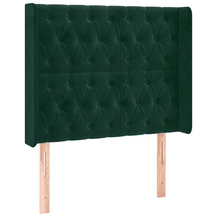 Tăblie de pat cu LED, verde închis, 103x16x118/128 cm, catifea - WALTI WALTI