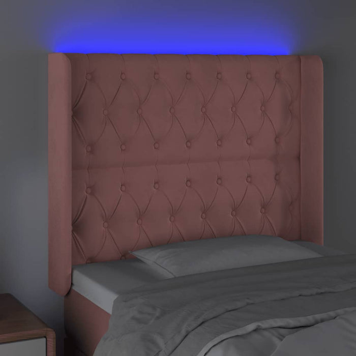 Tăblie de pat cu LED, roz, 103x16x118/128 cm, catifea - WALTI WALTI