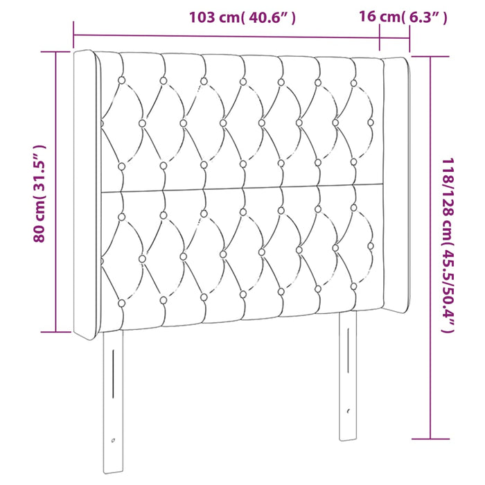 Tăblie de pat cu LED, roz, 103x16x118/128 cm, catifea - WALTI WALTI