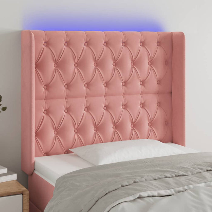 Tăblie de pat cu LED, roz, 103x16x118/128 cm, catifea - WALTI WALTI