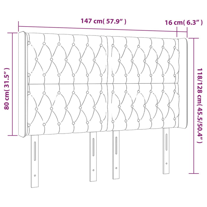 Tăblie de pat cu LED, gri deschis, 147x16x118/128 cm, catifea - WALTI WALTI