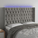 Tăblie de pat cu LED, gri deschis, 147x16x118/128 cm, catifea - WALTI WALTI